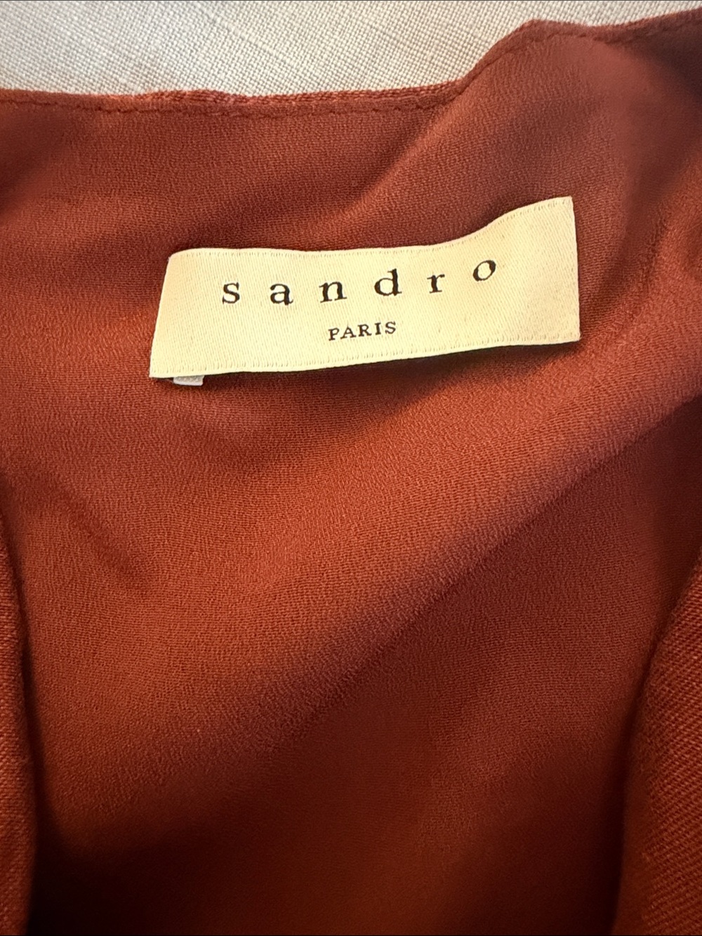 Sandro Rust Wrap Dress with Tie Waist - Picture 3 of 5